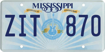 MS license plate ZIT870