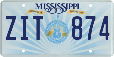 MS license plate ZIT874