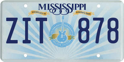 MS license plate ZIT878