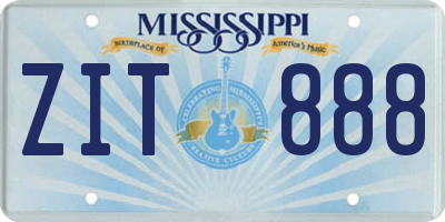 MS license plate ZIT888