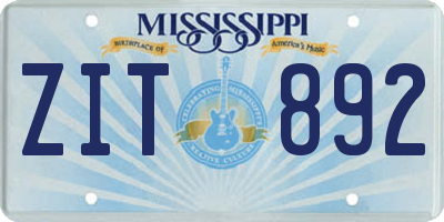 MS license plate ZIT892