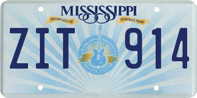 MS license plate ZIT914