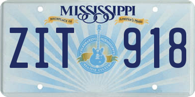 MS license plate ZIT918