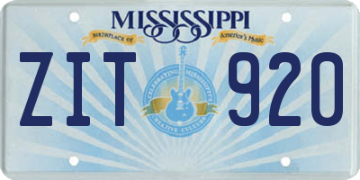 MS license plate ZIT920