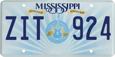 MS license plate ZIT924