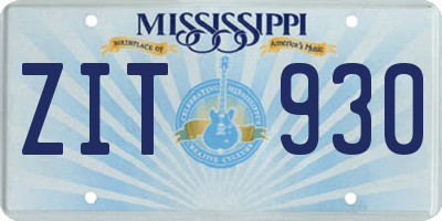 MS license plate ZIT930