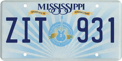 MS license plate ZIT931