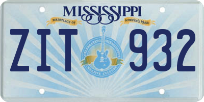 MS license plate ZIT932
