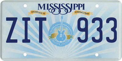 MS license plate ZIT933