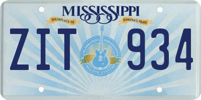 MS license plate ZIT934