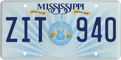MS license plate ZIT940
