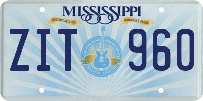 MS license plate ZIT960