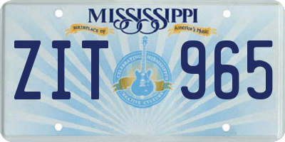 MS license plate ZIT965