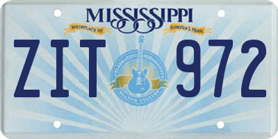 MS license plate ZIT972