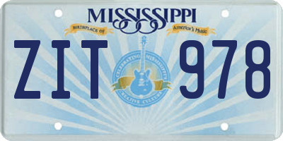 MS license plate ZIT978