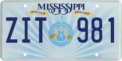 MS license plate ZIT981