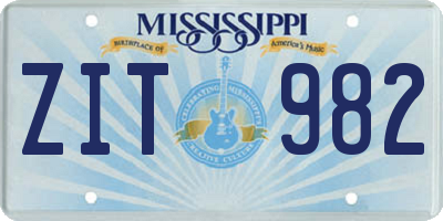 MS license plate ZIT982