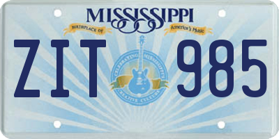 MS license plate ZIT985