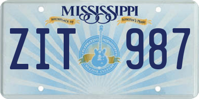 MS license plate ZIT987