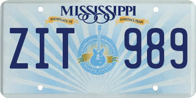 MS license plate ZIT989