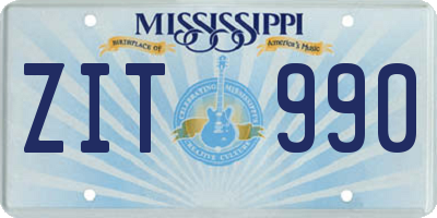 MS license plate ZIT990