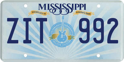 MS license plate ZIT992