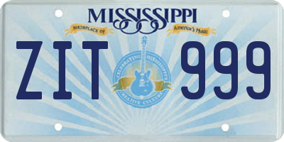 MS license plate ZIT999