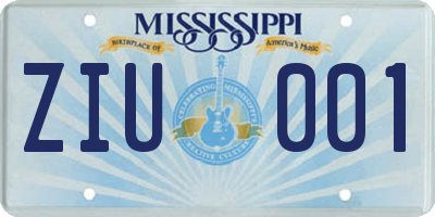 MS license plate ZIU001