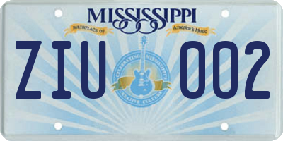 MS license plate ZIU002