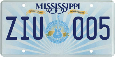 MS license plate ZIU005