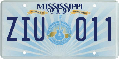 MS license plate ZIU011
