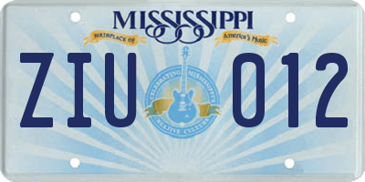 MS license plate ZIU012