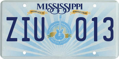 MS license plate ZIU013