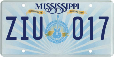MS license plate ZIU017