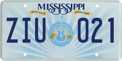 MS license plate ZIU021
