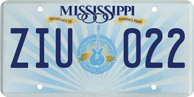 MS license plate ZIU022