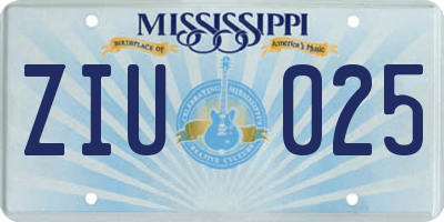 MS license plate ZIU025