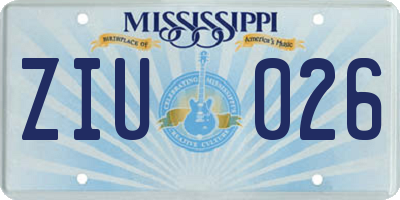 MS license plate ZIU026