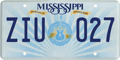 MS license plate ZIU027