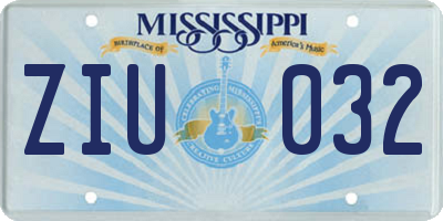 MS license plate ZIU032