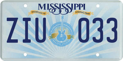 MS license plate ZIU033