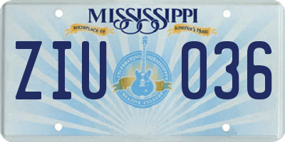 MS license plate ZIU036