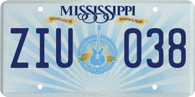 MS license plate ZIU038