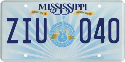 MS license plate ZIU040