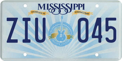 MS license plate ZIU045