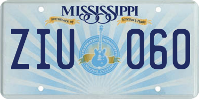 MS license plate ZIU060