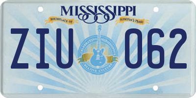 MS license plate ZIU062