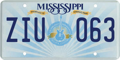 MS license plate ZIU063