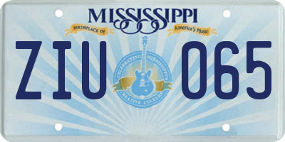 MS license plate ZIU065