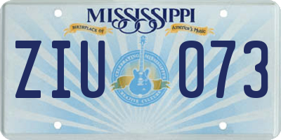 MS license plate ZIU073